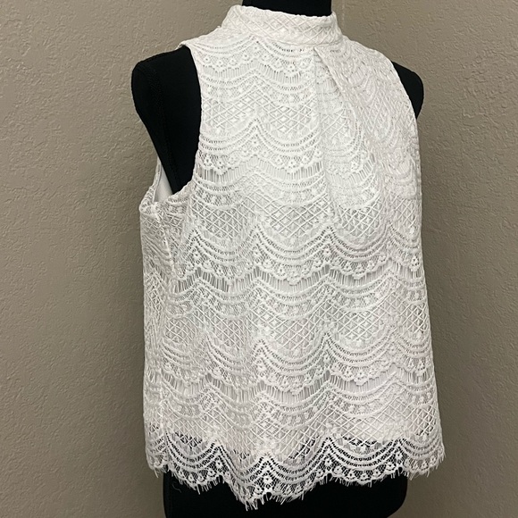 Haute Monde Lace Halter Neck Blouse White Size S - Picture 3 of 6